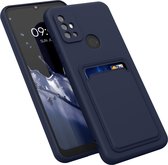 kwmobile hoesje voor Motorola Moto G30 / Moto G20 / Moto G10 - Telefoonhoesje met pasjeshouder - Smartphone hoesje in donkerblauw