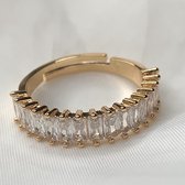 Gemstone ring - Fanciy.nl - goud - gold plated - Nikkel vrij - goud - zirkonia - one size - adjustible - verstelbaar