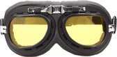 Zwart chrome motorbril geel glas