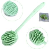 B&P - Badborstel rugborstel lange steel - rugborstel douche met steel - dry brushing huidborstel - droogborstel - lichaamsborstel - bad & doucheaccesoires – mint