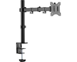Cavus Monitor Standaard geschikt voor één 17 - 32 Inch Scherm t/m 8 Kg - Draaibare en kantelbare arm met 360° rotatie - Eenvoudig klemsysteem - Zwart