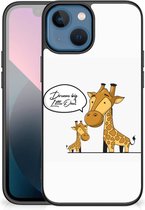 Smartphone Hoesje geschikt voor iPhone 13 mini Trendy Telefoonhoesjes met Zwarte rand Giraffe