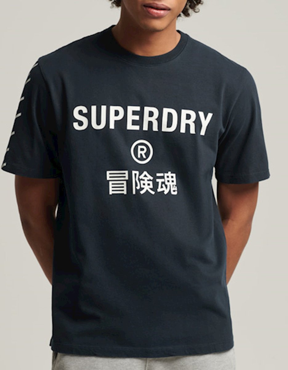 Superdry Heren tshirt Code Core Superdry Heren tshirt T-shirt Marineblauw