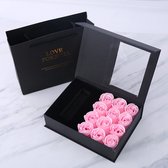 Sefaras Rozen Giftbox - Geschenkdoos - Liefdes Cadeautje - Met 12x Rozen - Valentijnscadeau - Rozenpakket -  Afmeting pakket 18x13x4.6 CM - Roze
