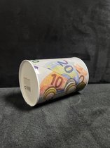 Spaarpot - Eurobiljetten - 10cm x 15cm - Ronde spaarpot - Spaarpot blik