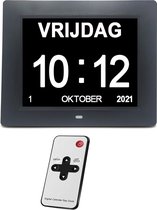 Sybra® Digitale Dementieklok XL – Kalenderklok met Datum en Dag – Alarmfunctie – Alzheimerklok - 8 inch