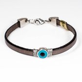 Valentijns cadeau-Heren armband van echte leer met kwade oog