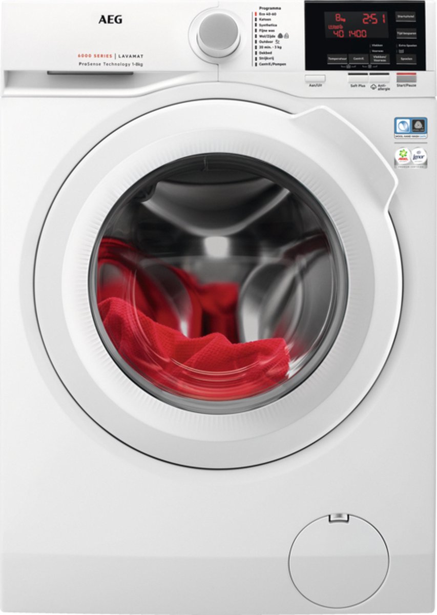 AEG L6FB1600 wasmachine Voorbelading 8 kg 1600 RPM B Wit