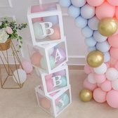 Yar Babyshower Versiering Dozen - Wit - Gender Reveal Pakket - Geboorte Decoratie Jongen en Meisje - Incl. 50 Ballonnen roze/blauw