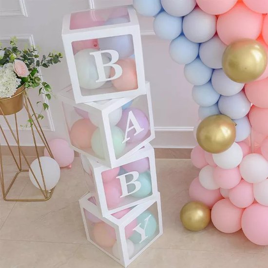 Ensemble, Boîtes Pour Bébé Avec 4 Lettres Et 30 Ballons, 4 Boîtes