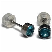 Aramat jewels ® - Zweerknopjes geboortesteen oorbellen maart aqua blauw chirurgisch staal 5mm