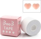 Boob Tape Set met Gratis Tepel Covers White 5 Meter lang  - Plak Bh - Fashion Tape - Dress Tape - Push Up - Body Tape - Jurk Tape - Mode Tape - Bra - Litchy