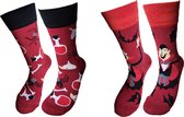 2 PAAR- Verjaardag cadeau - Dracula - Grappige sokken - Leuke sokken - Vrolijke sokken - Luckyday Socks - Cadeau sokken - Socks waar je Happy van wordt - Maat 37-42