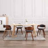 Decoways - Eetkamerstoelen 4 stuks gebogen hout en stof grijs
