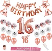 Sweet 16 verjaardag - Sweet 16 Versiering -  16 jaar ballonnen - Rose Goud - Verjaardag decoratie - Feestpakket