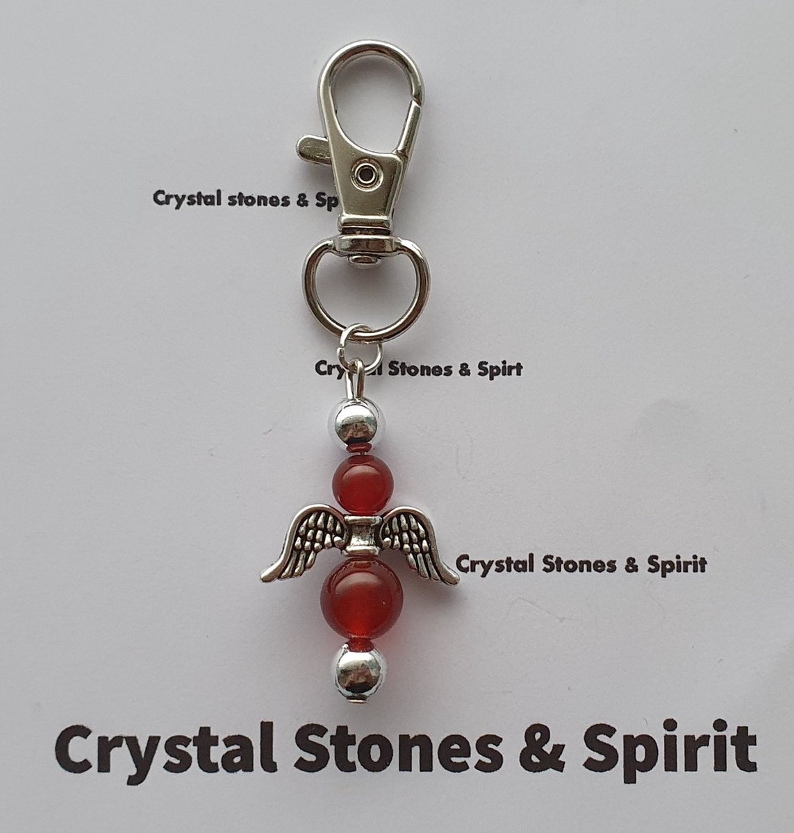 mineraalsteen Sleutelhanger "Carneool" engel rood