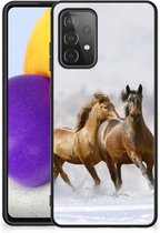 TPU Back Cover Geschikt voor Samsung Galaxy A72 (5G/4G) Smartphone Hoesje met Zwarte rand Paarden