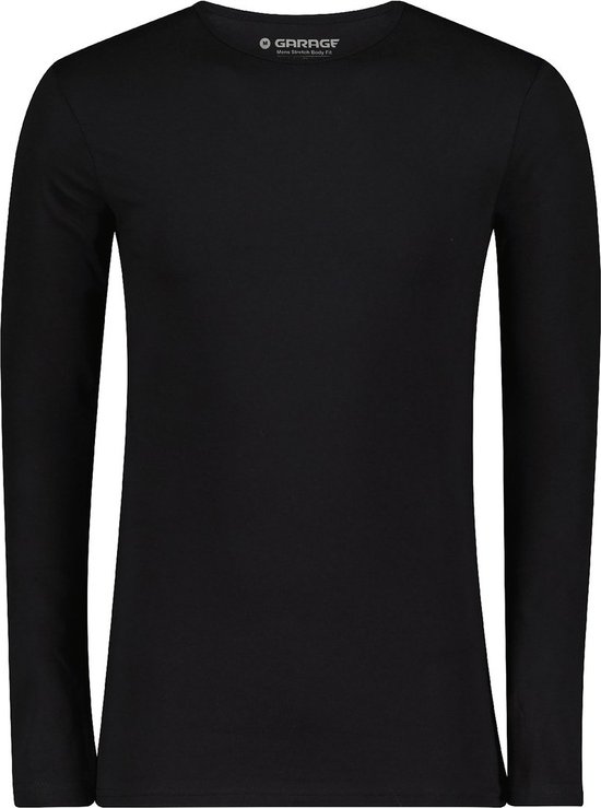 Garage - T-shirt Basic à manches longues Stretch Zwart - S - Coupe près du corps