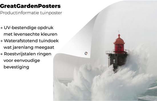 Schuttingposter De Franse Vuurtoren van la Jument in een storm - 100x200 cm - Tuindoek