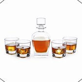 VDN Ensemble de whisky Donella soufflé à la main - 1 carafe à whisky avec 4 verres à whisky - Cristal sans plomb