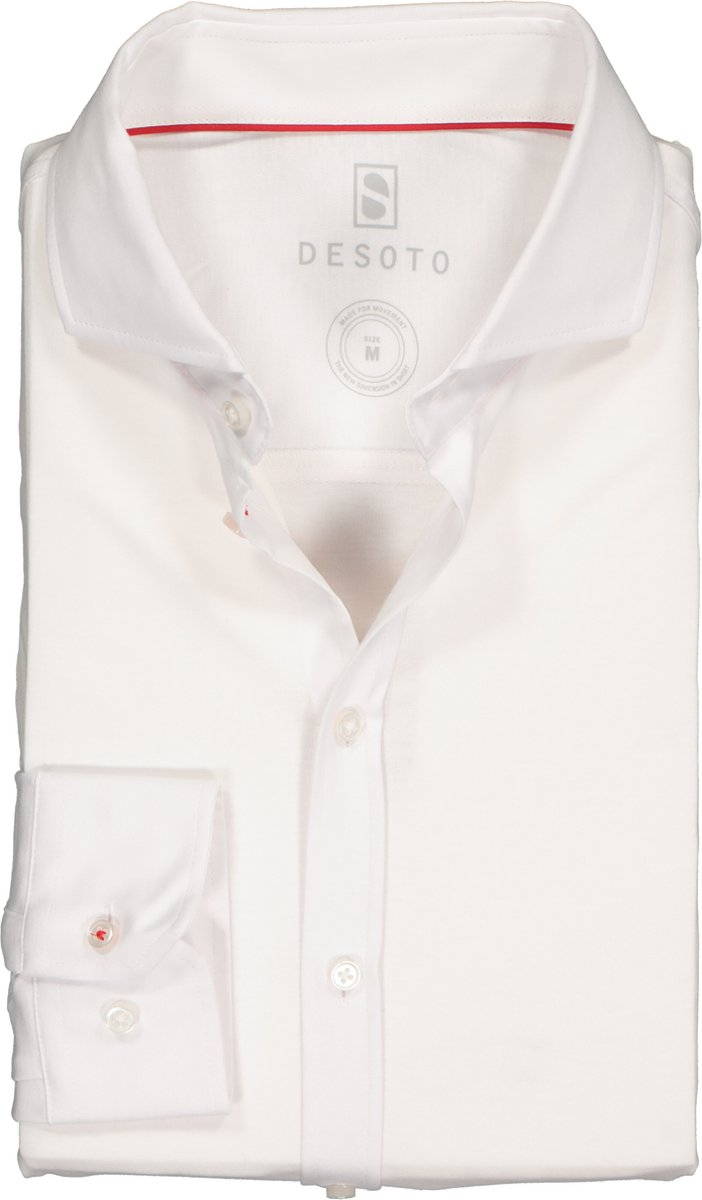 DESOTO slim fit overhemd - stretch tricot - wit - Strijkvrij - Boordmaat: 43/44