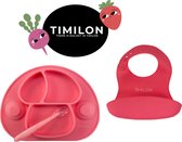 Timilon Kinderbord - Baby Servies - Met Zuignappen - Met Lepeltje - Met Slabber - Roze