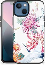 Smartphonehoesje Customize geschikt voor iPhone 13 mini GSM Hoesje met Zwarte rand Bird Flowers