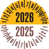 Keuringssticker met 2 jaartallen, 25 mm, 21 stuks vel 2026/2025