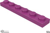 LEGO Plaat 1x6, 3666 Magenta 50 stuks