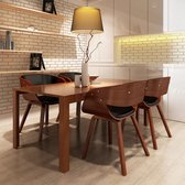 Decoways - Eetkamerstoelen 4 stuks gebogen hout en kunstleer bruin