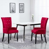 Decoways - Eetkamerstoel met armleuningen fluweel rood