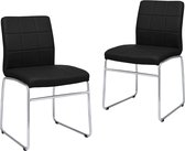 Decoways - Eetkamerstoelen 2 st kunstleer zwart