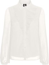 Vero Moda VMEMILY L/S PLISSE SHIRT SB2 GA Dames Blouse Cloud Dancer  - Maat  XS