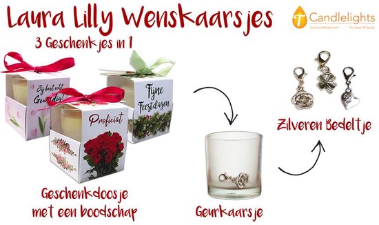 Soja wenskaarsje met bedeltje - Kerst