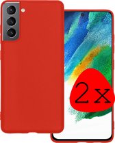 Samsung Galaxy S21 FE Hoesje Rood Siliconen - Samsung Galaxy S21 FE Case Back Cover Rood Silicone - Samsung Galaxy S21 FE Hoesje Siliconen Hoes Rood - 2 Stuks