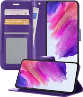Samsung S21 FE Hoesje Book Case Hoes - Samsung Galaxy S21 FE Case Hoesje Wallet Cover - Samsung Galaxy S21 FE Hoesje - Paars