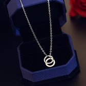 Lumici® | Round in Round Ketting - Dubbel Rondjes Ketting - Dubbele Rondjes Ketting - Rondje - Rond - Cadeau Voor Vrouwen - Moederdag Cadeau - Valentijn - Liefde - Verrassing - Zil