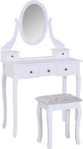 HOMdotCOM Kaptafel met spiegel en hocker wit