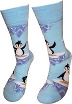 Verjaardag cadeau - Grappige sokken - Pinguïn ijsschots sokken - Leuke sokken - Vrolijke sokken – Valentijn Cadeau - Luckyday Socks - Cadeau sokken - Socks waar je Happy van wordt – Maat 37-42