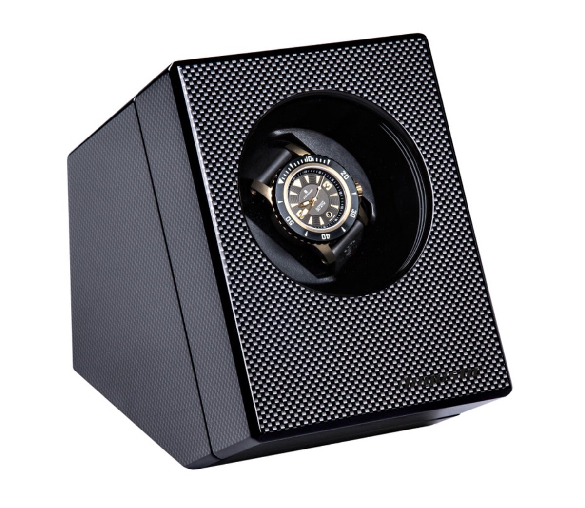 Watchwinder - Augusta - Automatisch horloge opwinden - Doos - Box - Opbergbox horloge - Werkt op lichtnet – 1 horloge - Kleur Carbon hoogglans