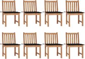 Decoways - Tuinstoelen 8 st met kussens massief teakhout