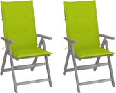 Decoways - Tuinstoelen 2 stuks verstelbaar met kussens massief acaciahout