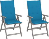 Decoways - Tuinstoelen 2 stuks verstelbaar met kussens massief acaciahout