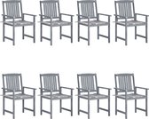 Decoways - Tuinstoelen 8 st met kussens massief acaciahout grijs