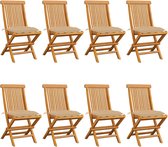 Decoways - Tuinstoelen 8 st met beige kussens massief teakhout