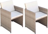 Decoways - Tuinstoelen 2 stuks met kussens poly rattan beige