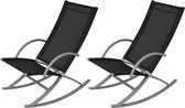 Decoways - Tuinschommelstoelen 2 stuks staal en textileen zwart