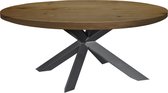 Ovale eikenhouten tafel met gedraaide spinpoot - warme bruine kleur - extra dik blad