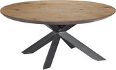 Ovalen tafel eikenhout met facetrand - naturel - gedraaide spin-poot onderstel - extra dik
