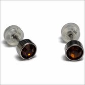 Aramat jewels ® - Zweerknopjes oorbellen bruin chirurgisch staal 5mm